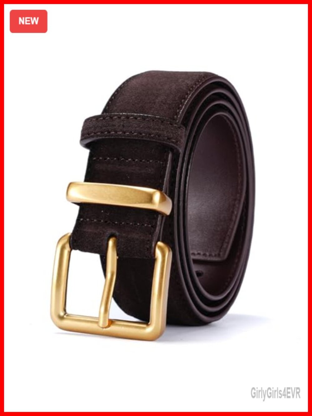 Wide Suede Belt Square Buckle Women's Accessory